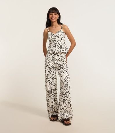 Pantalón Wide Leg en Sarga Animal Print