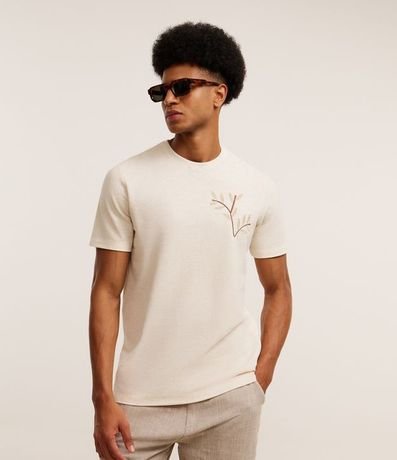 Remera Regular en Algodón con Bordado Floral