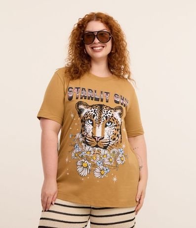 Remera Alargada en Algodón con Estampa Leopardo  Curve & Plus Size