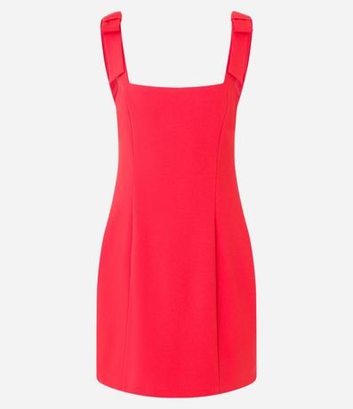 Vestido Corto en Crepé con Lazo en el Bretel Ancho 6