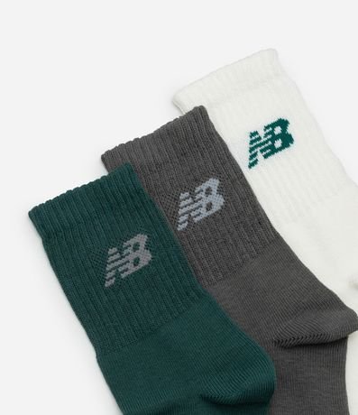 Kit 03 Pares de Medias con Caña Larga Estampa New Balance 4