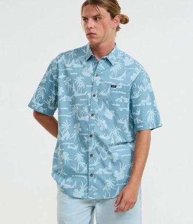 Camisa Relaxed en Tricolina con Estampa de Islas