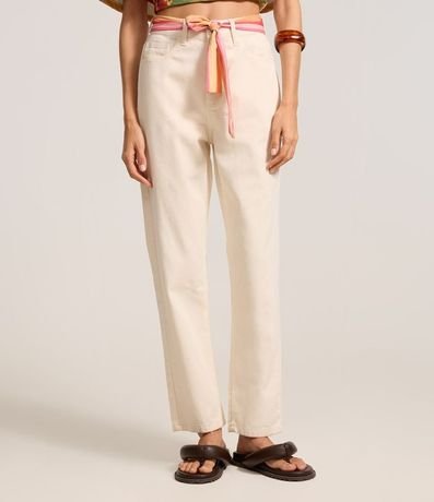 Pantalón Mom en Sarga con Pañuelo en la Cintura 3