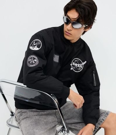 Campera Bomber en Microfibra con Estampa de la Nasa