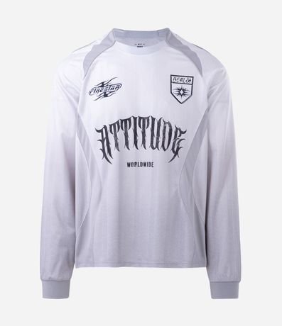 Remera Boxy Manga Larga con Estampa Lettering Attitude 5