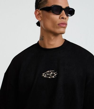 Remera Boxy en Gamuza con Estampa Localizada 5