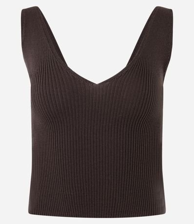 Blusa Musculosa en Punto con Escote en V 4