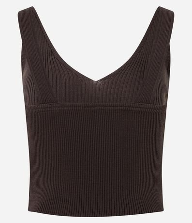 Blusa Musculosa en Punto con Escote en V 6