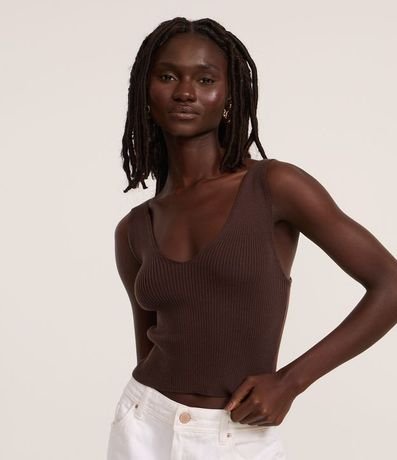 Blusa Musculosa en Punto con Escote en V