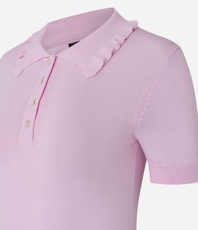 Blusa en Punto con Pliegues en el Cuello Polo 6
