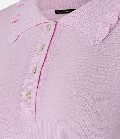 Blusa en Punto con Pliegues en el Cuello Polo 7