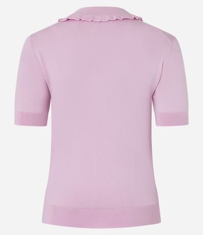 Blusa en Punto con Pliegues en el Cuello Polo 8