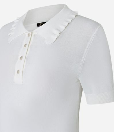 Blusa en Punto con Pliegues en el Cuello Polo 6