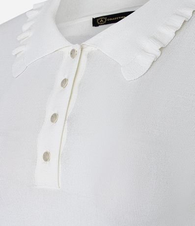 Blusa en Punto con Pliegues en el Cuello Polo 7