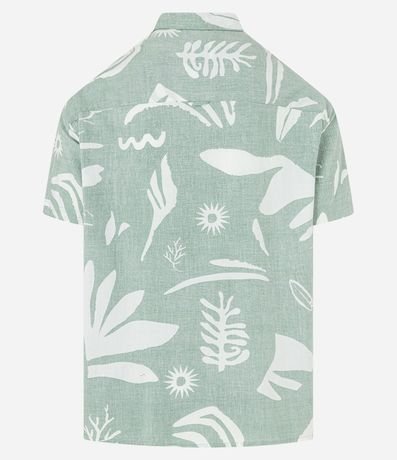 Camisa Relaxed en Tricolina con Estampa de Follajes y Bolsillo 7