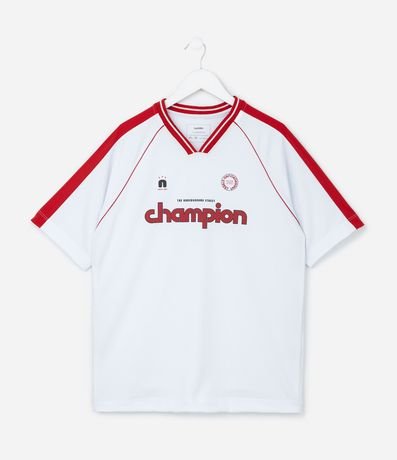 Remera Infantil Deportiva con Estampa Lettering y Tecnologia Dry Tam - 5 A 14 años