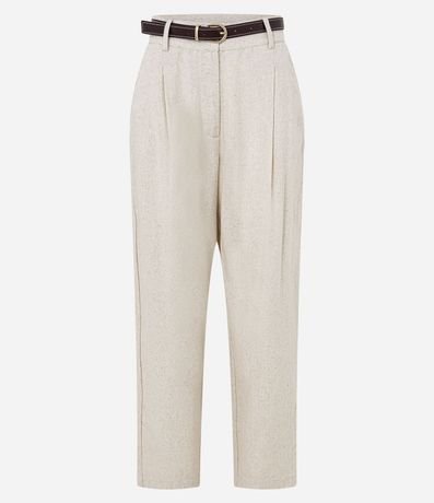 Pantalón Carrot Cintura Alta en Viscolino con Cinturón de PU 4