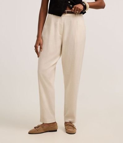 Pantalón Carrot Cintura Alta en Viscolino con Cinturón de PU 3