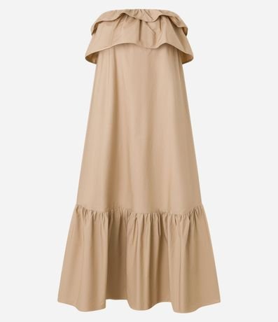 Vestido Evasê Hombro a Hombro en Tricolina Bajo Fruncida 7