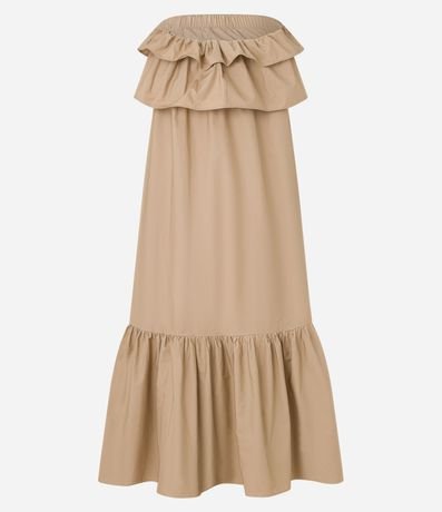 Vestido Evasê Hombro a Hombro en Tricolina Bajo Fruncida 8