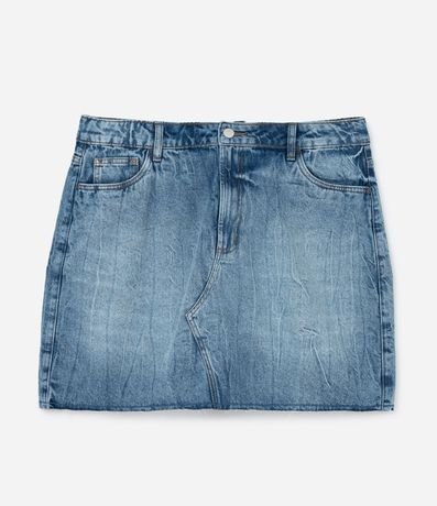 Pollera Corta en Jeans con Bajo a Hilo Curve & Plus Size