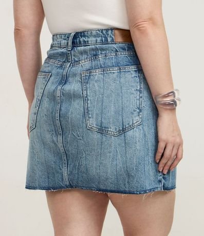 Pollera Corta en Jeans con Bajo a Hilo Curve & Plus Size 4
