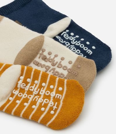 Kit 03 Pares de Medias Infantiles con Estampa de Animalitos  - Talle 0 a 12 Meses 3