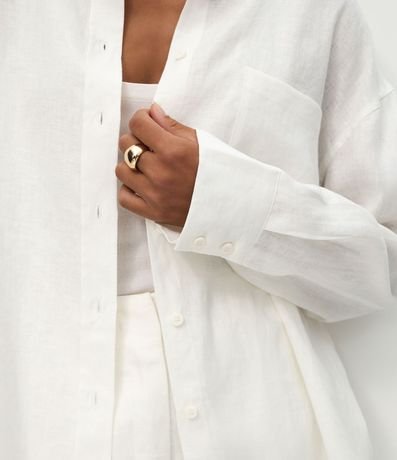 Camisa Oversized en Lino con Bolsillo en el Pecho 5