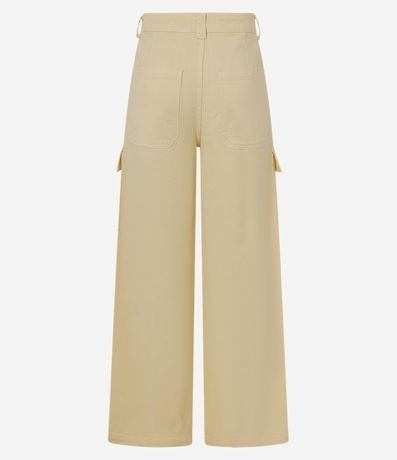 Pantalón Wide Leg Cintura Alta en Sarga con Bolsillos Cargo 8