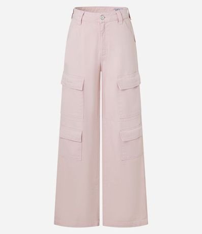 Pantalón Wide Leg Cintura Alta en Sarga con Bolsillos Cargo 6