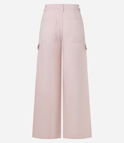 Pantalón Wide Leg Cintura Alta en Sarga con Bolsillos Cargo 7