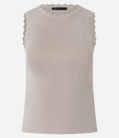 Blusa en Punto con Hilos Metalizados y Relevos en el Cuello 5