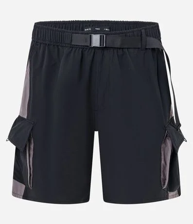 Bermuda Baggy con Cintura Elástica Cinturón Ajustable y Bolsillo Cargo 2