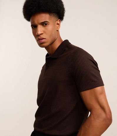 Camisa Slim con Cuello Polo y Textura Acanalada 4