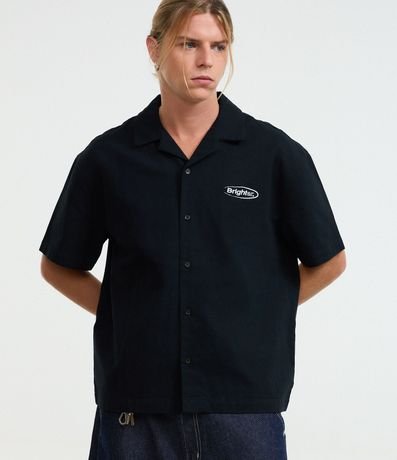 Camisa Boxy en Algodón Texturizado con Estampa Bordado Frente y Espalda 5