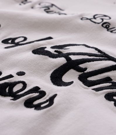 Camisa Boxy en Algodón Texturizado y Estampa Lettering Bordado 5