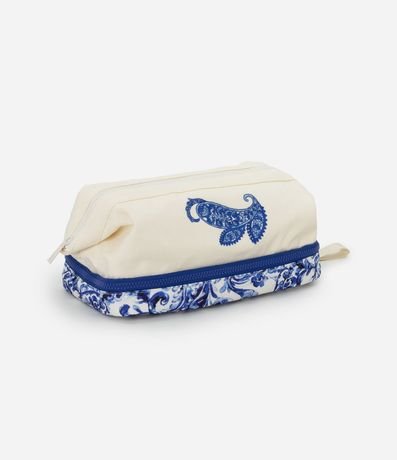 Neceser Rectangular en Algodón con Divisória y Bordado