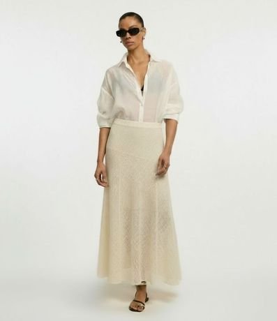 Pollera Long Midi en Encaje con Punto Cutout