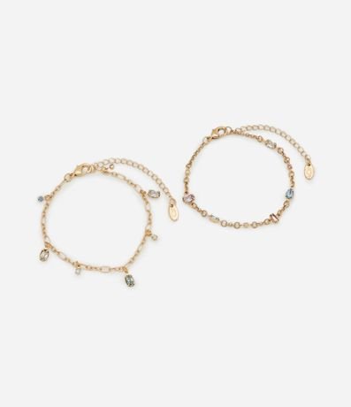 Kit 02 Pulseras en Strass con Colgante Cristales Artificiales