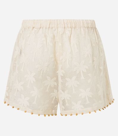 Salida de Playa Short con Textura de Palmeras y Adornos Mentos de Madera 6