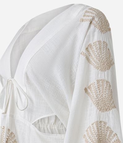 Salida de Playa Vestido Corto con Bordado de Caracoles y Cutout Lateral 6