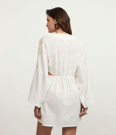 Salida de Playa Vestido Corto con Bordado de Caracoles y Cutout Lateral 4