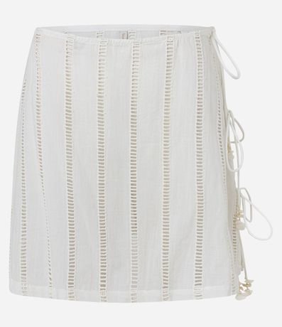 Salida de Playa Pollera Corta con Detalle Laise y Lazos Laterales 5