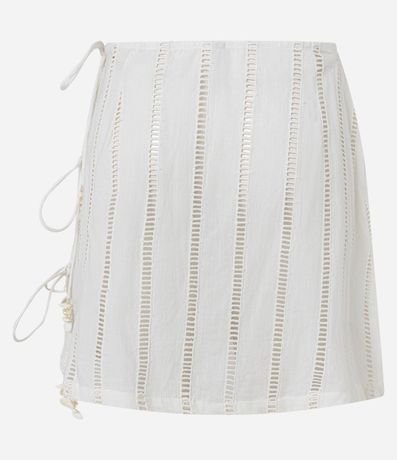 Salida de Playa Pollera Corta con Detalle Laise y Lazos Laterales 7