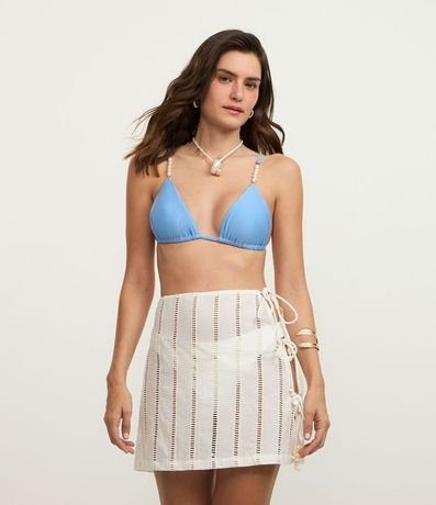 Salida de Playa Pollera Corta con Detalle Laise y Lazos Laterales