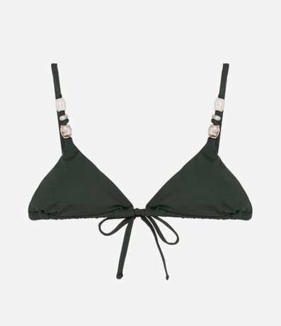 Bikini Top triangular Fruncido en Microfibra con Detalle de Piedras 5