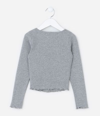 Blusa Infantil en Rib con Superposición de Encaje - Talle 5 a 14 años 2