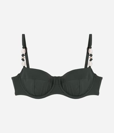 Bikini Top Media Taza en Microfibra con Piedras en los Breteles 5