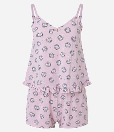 Pijama Short Doll en Microfibra con Estampa de Ojo Turco 6
