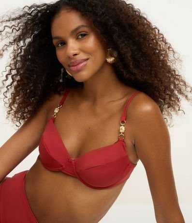 Bikini Top Media Taza en Microfibra con Pedrería en los Breteles